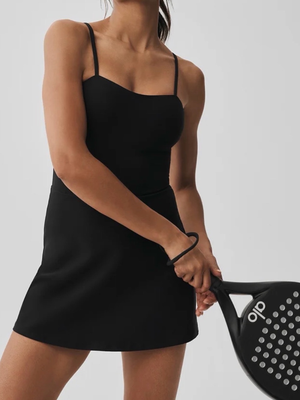 Alo Alosoft Courtside Black Tennis Dress Built-In Shorts – Size Medium